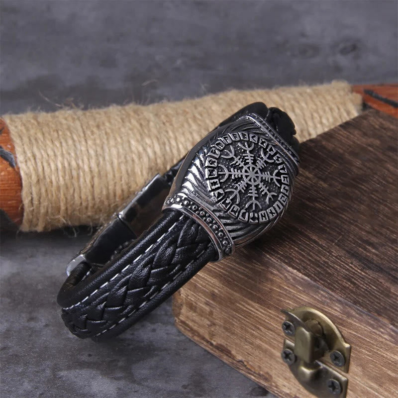 WorldNorse Wikinger-Armreif mit Vegvisir -Kompass, Valknut -Armband