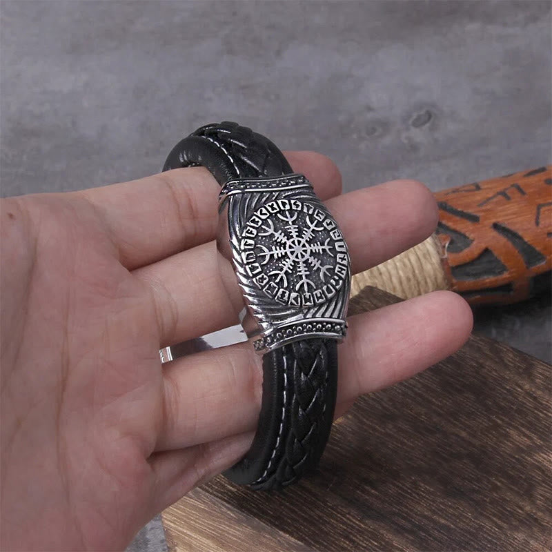 WorldNorse Wikinger-Armreif mit Vegvisir -Kompass, Valknut -Armband