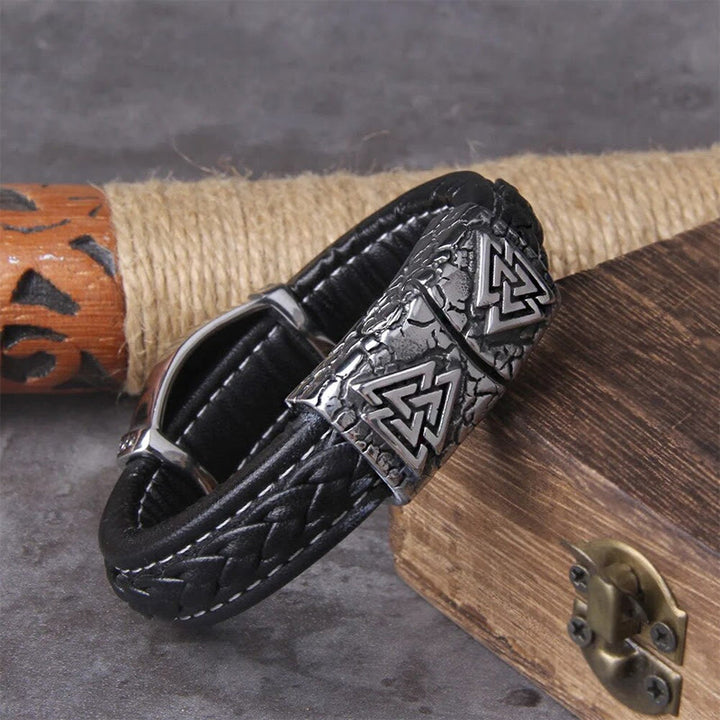 WorldNorse Wikinger-Armreif mit Vegvisir -Kompass, Valknut -Armband