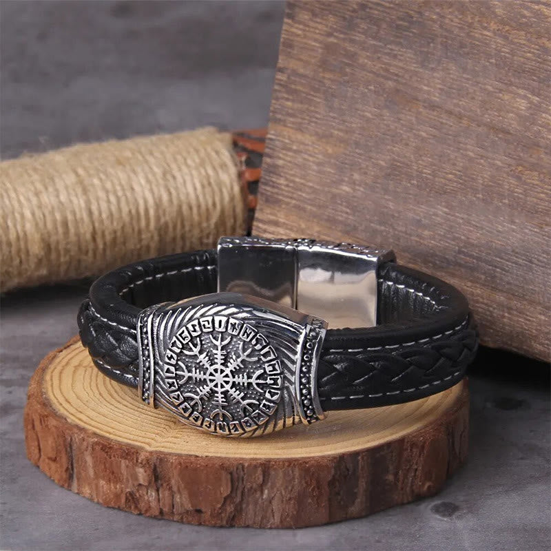WorldNorse Wikinger-Armreif mit Vegvisir -Kompass, Valknut -Armband