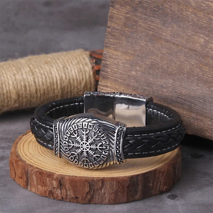 WorldNorse Wikinger-Armreif mit Vegvisir -Kompass, Valknut -Armband