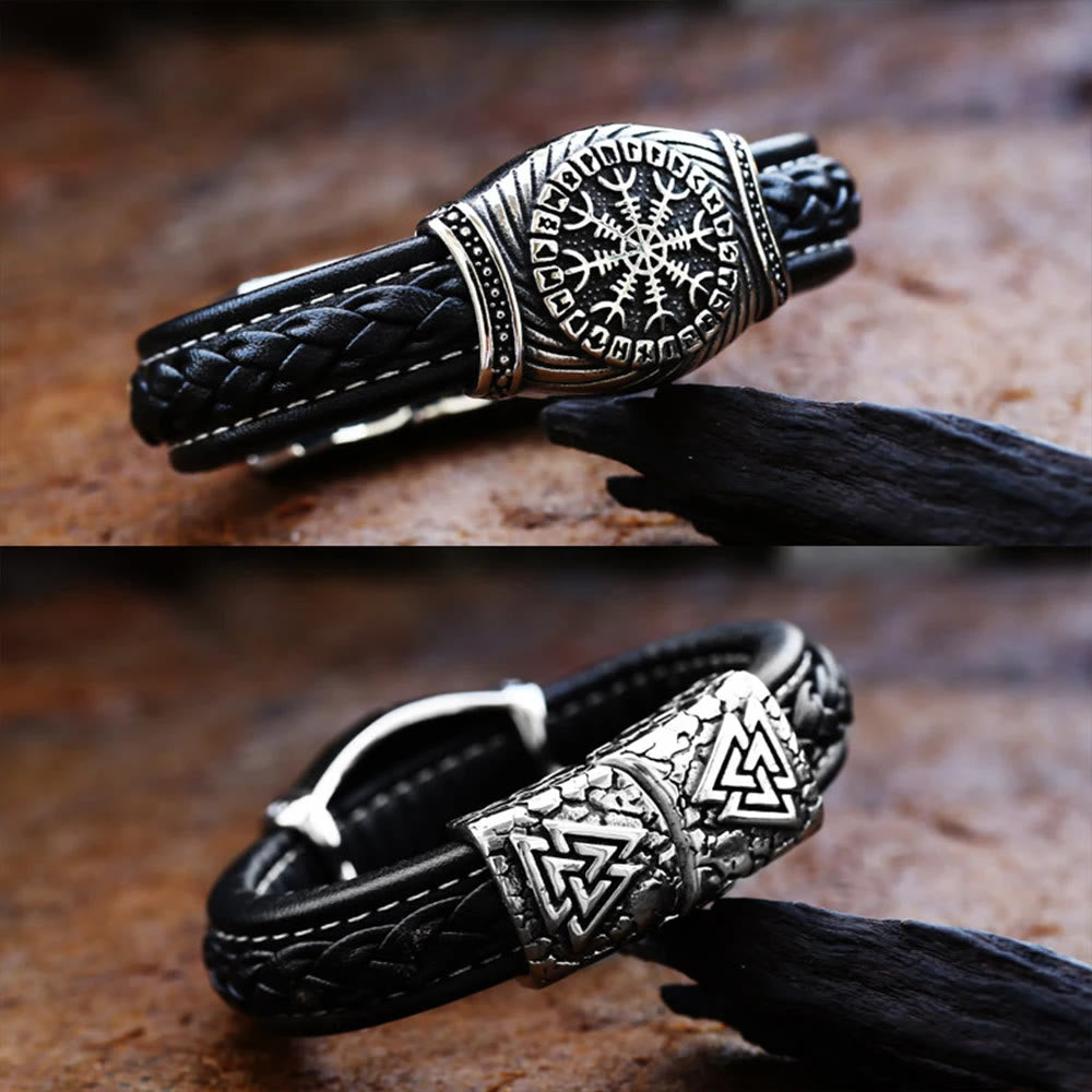 WorldNorse Wikinger-Armreif mit Vegvisir -Kompass, Valknut -Armband