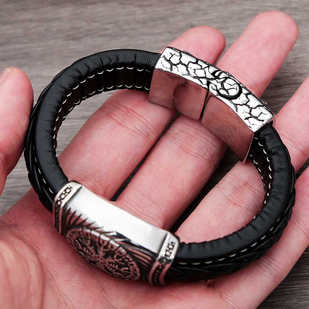 WorldNorse Wikinger-Armreif mit Vegvisir -Kompass, Valknut -Armband