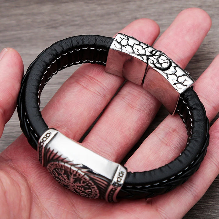 WorldNorse Wikinger-Armreif mit Vegvisir -Kompass, Valknut -Armband
