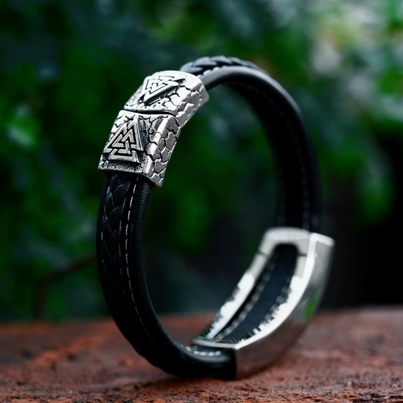 WorldNorse Klassisches Wikinger-Armband mit Vegvisir und Keltischer Knoten