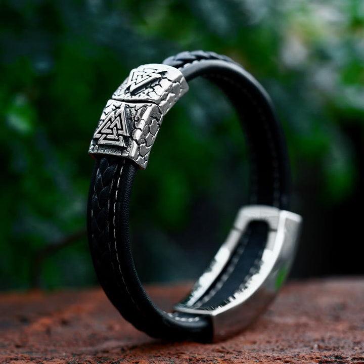 WorldNorse Klassisches Wikinger-Armband mit Vegvisir und Keltischer Knoten