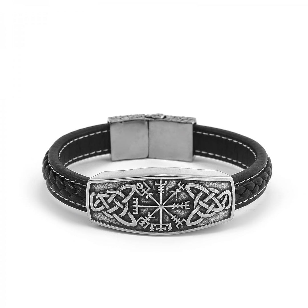 WorldNorse Klassisches Wikinger-Armband mit Vegvisir und Keltischer Knoten