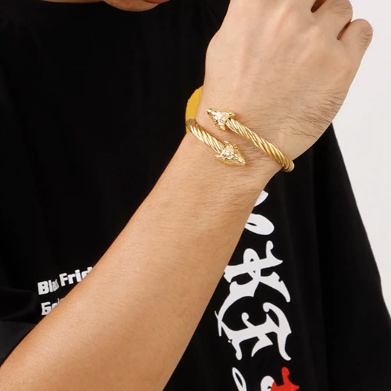 WorldNorse Wolf Gedrehtes offenes Armband