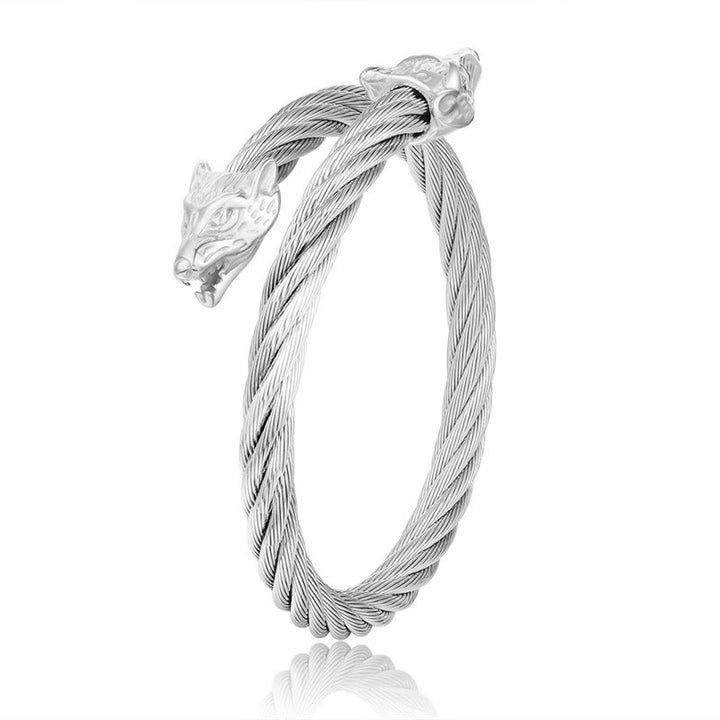 WorldNorse Wolf Gedrehtes offenes Armband