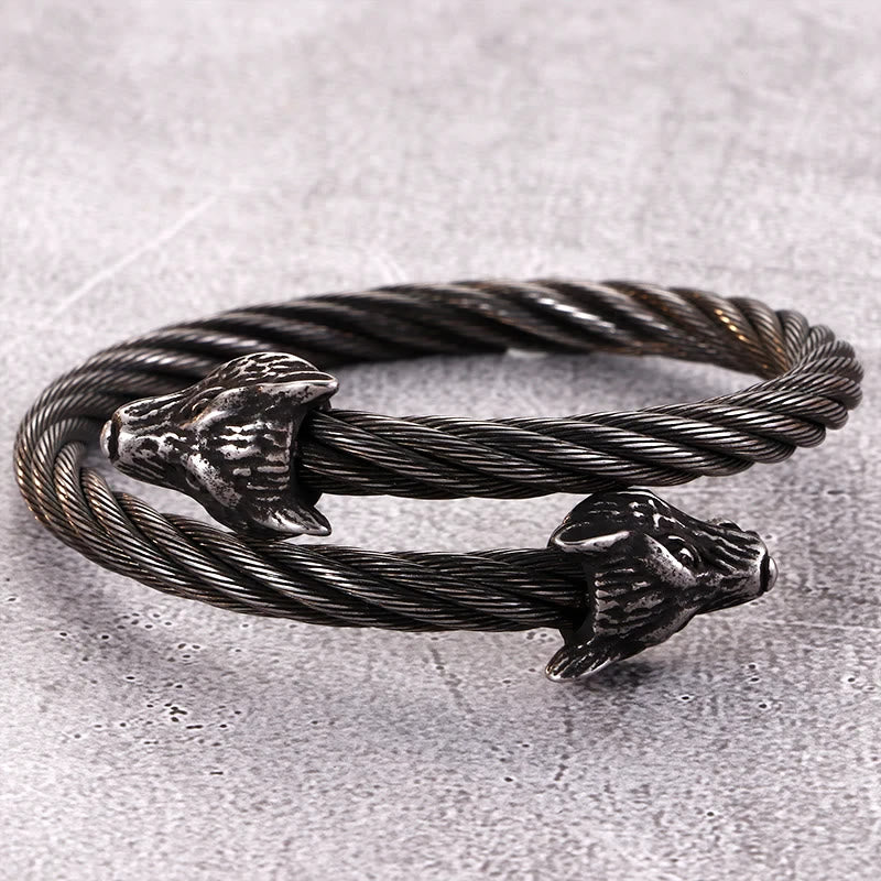 WorldNorse Wolf Gedrehtes offenes Armband