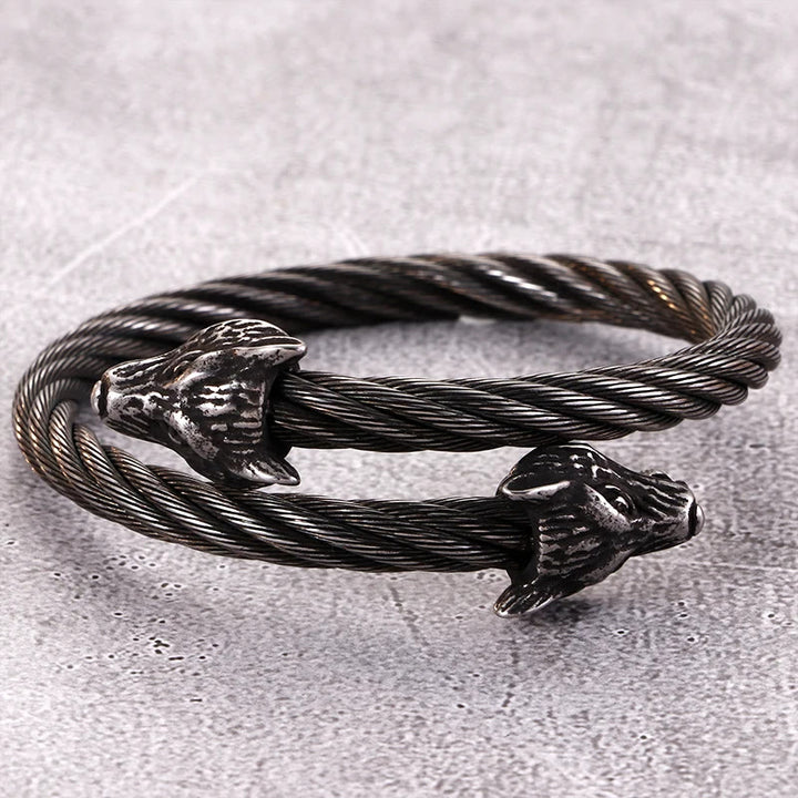 WorldNorse Wolf Gedrehtes offenes Armband