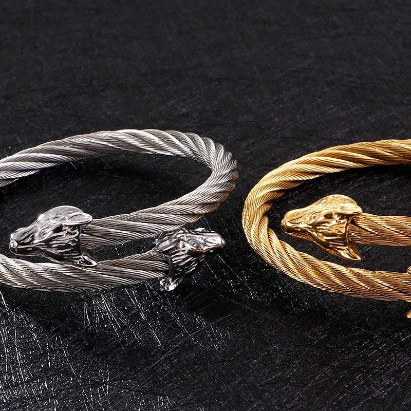 WorldNorse Wolf Gedrehtes offenes Armband