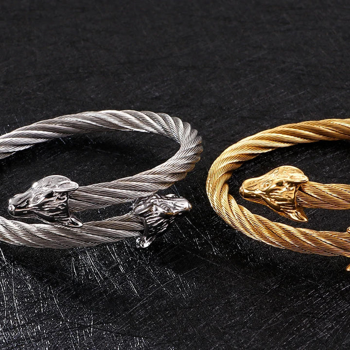 WorldNorse Wolf Gedrehtes offenes Armband