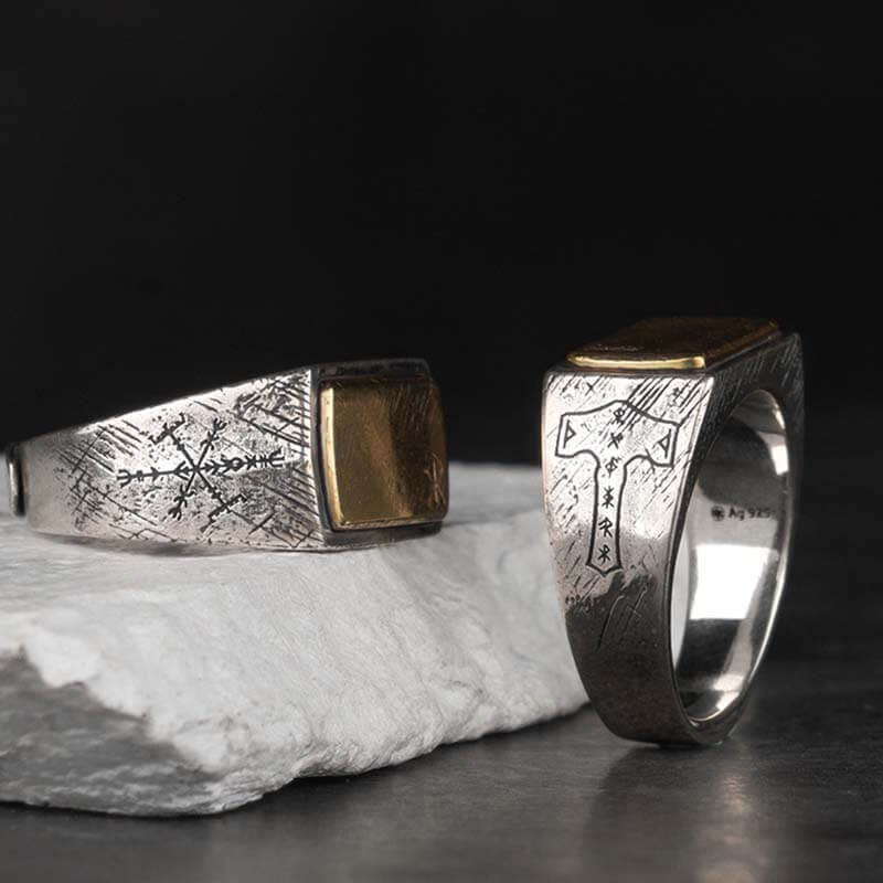 WorldNorse 925 Sterling Silber Segen der Runen Ring