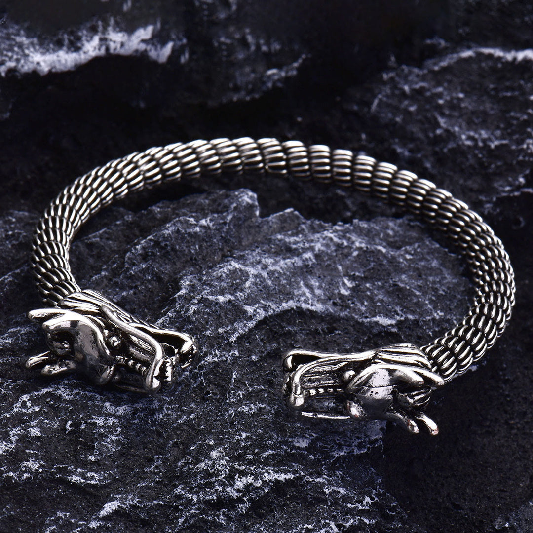 WorldNorse Domineering Doppel-Drachenkopf-Armband
