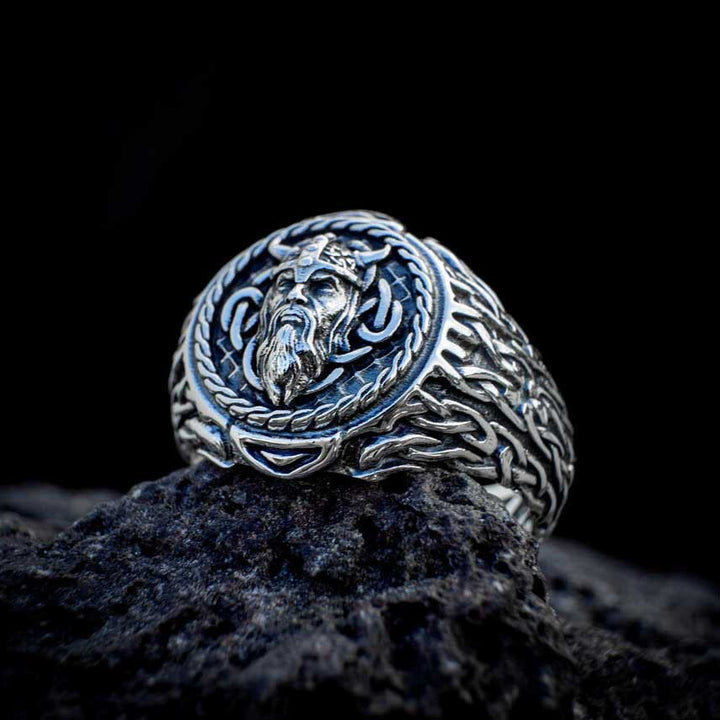 WorldNorse Odin-Kopf-Totem-Stammes- Keltischer Knoten -Ring
