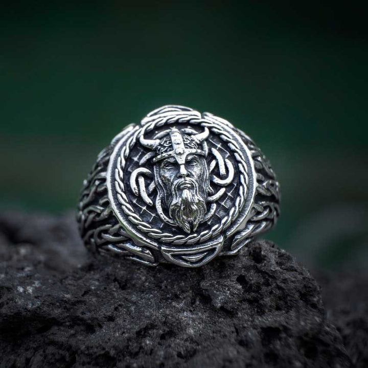 WorldNorse Odin-Kopf-Totem-Stammes- Keltischer Knoten -Ring