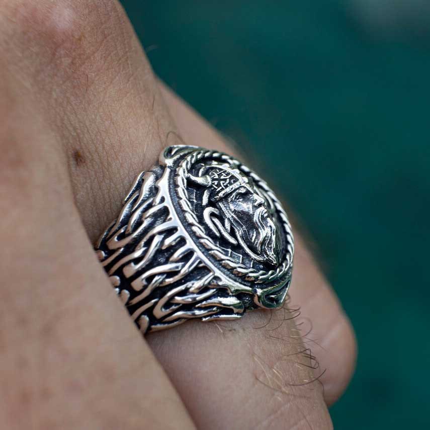 WorldNorse Odin-Kopf-Totem-Stammes- Keltischer Knoten -Ring