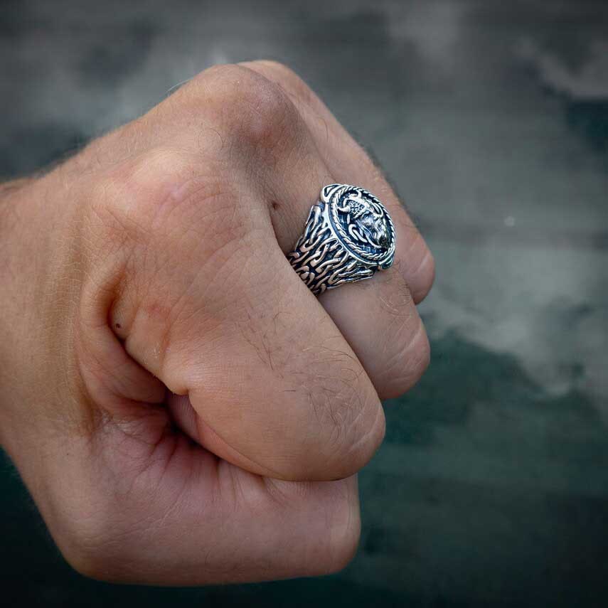 WorldNorse Odin-Kopf-Totem-Stammes- Keltischer Knoten -Ring