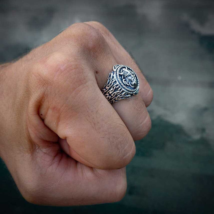 WorldNorse Odin-Kopf-Totem-Stammes- Keltischer Knoten -Ring