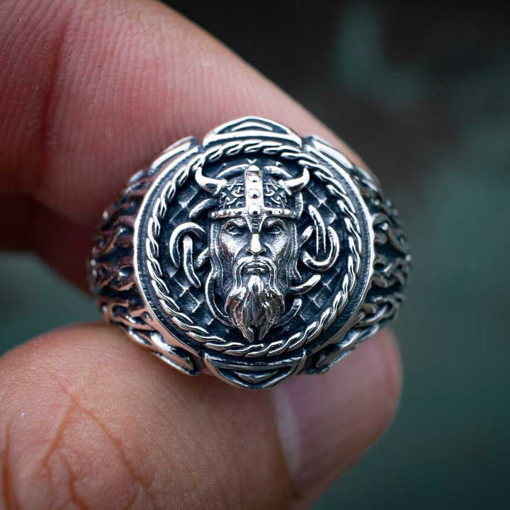 WorldNorse Odin-Kopf-Totem-Stammes- Keltischer Knoten -Ring