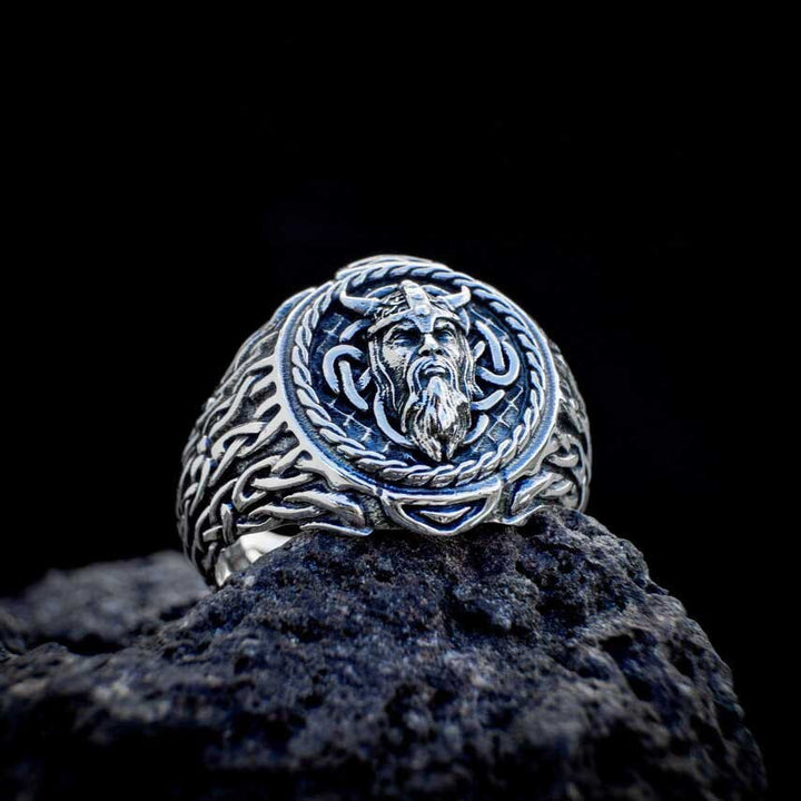 WorldNorse Odin-Kopf-Totem-Stammes- Keltischer Knoten -Ring