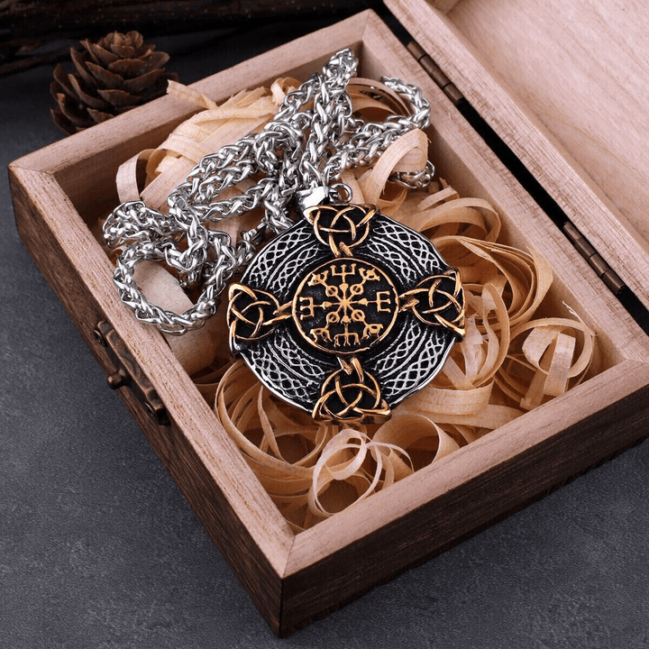 WorldNorse Vegvisir – Dreifache Halskette mit Keltischer Knoten