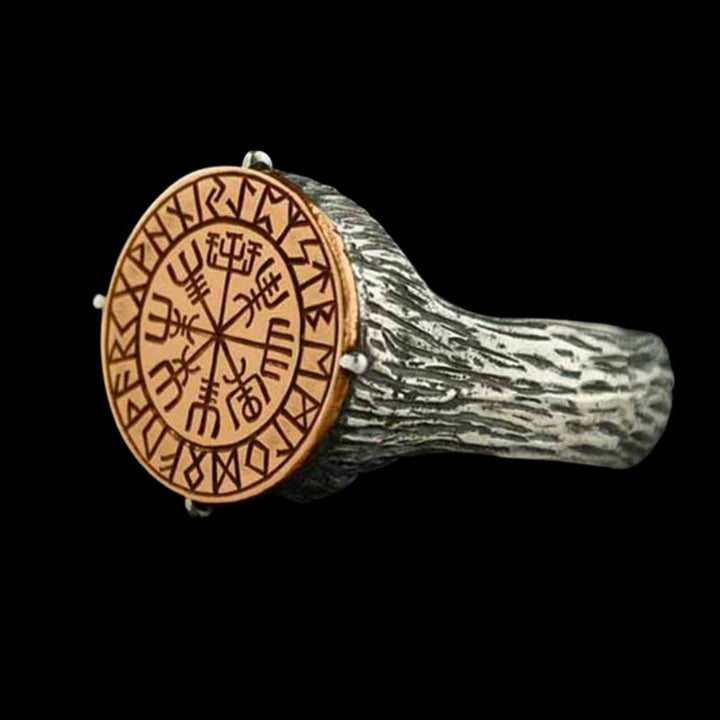 WorldNordischer Vegvisir Runenkreis-Kompassring