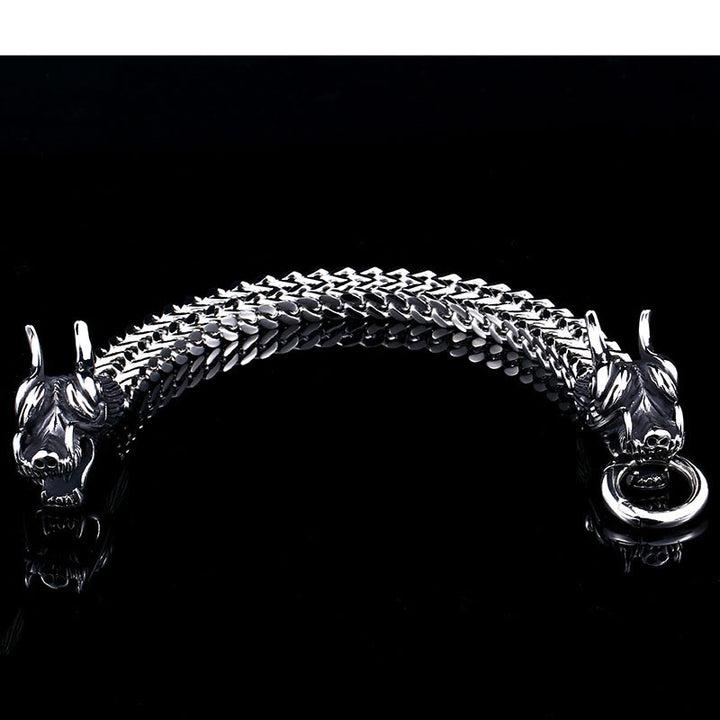 WorldNorse Doppel-Drachenköpfe-Gliederarmband