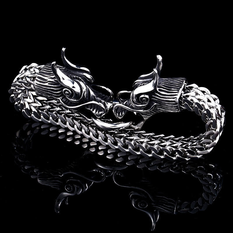WorldNorse Doppel-Drachenköpfe-Gliederarmband