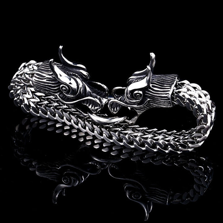WorldNorse Doppel-Drachenköpfe-Gliederarmband