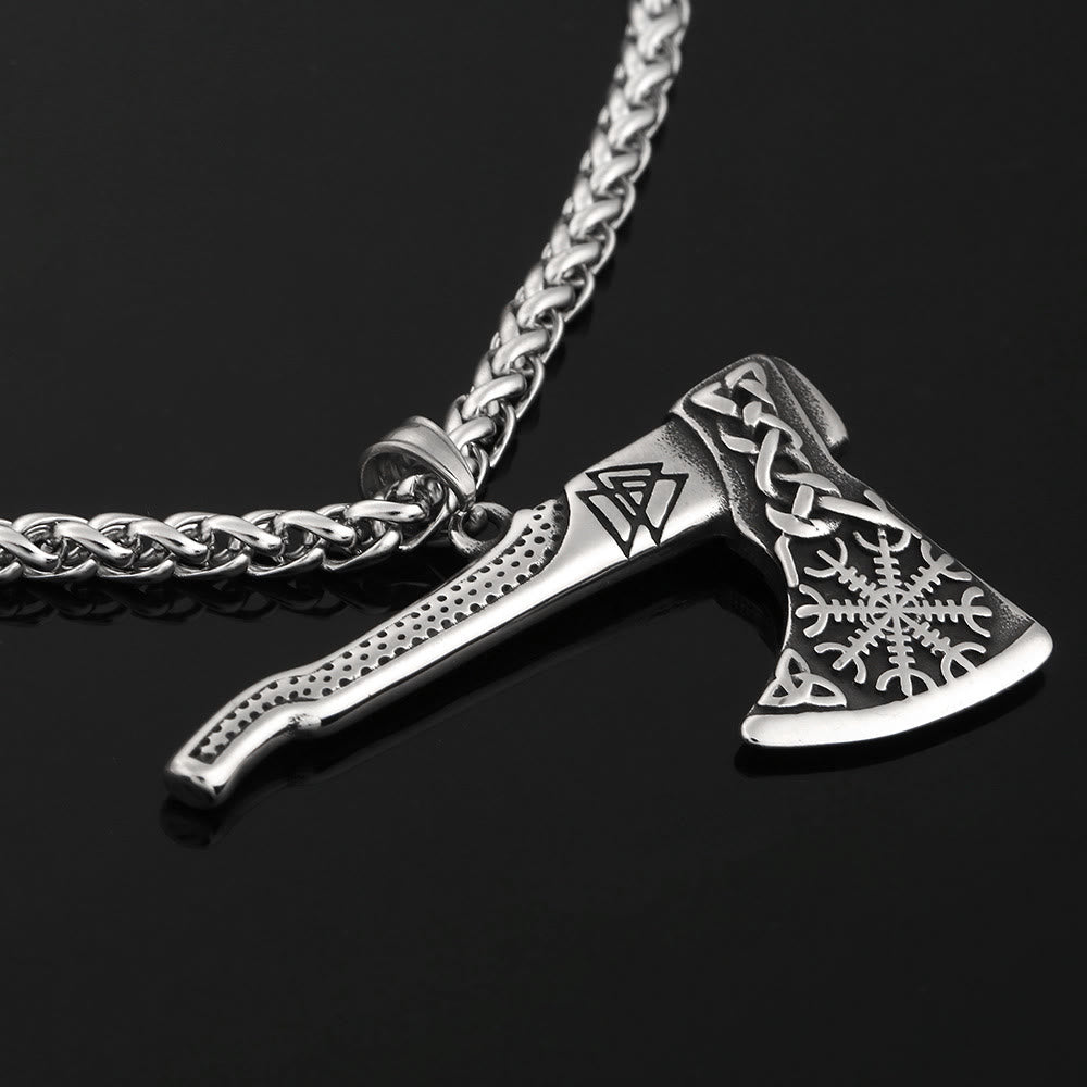 WorldNorse Wikinger Axt Halskette mit nordischen Mythologie-Symbolen