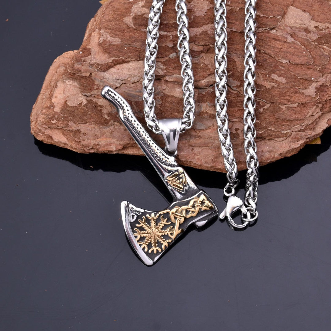 WorldNorse Wikinger Axt Halskette mit nordischen Mythologie-Symbolen