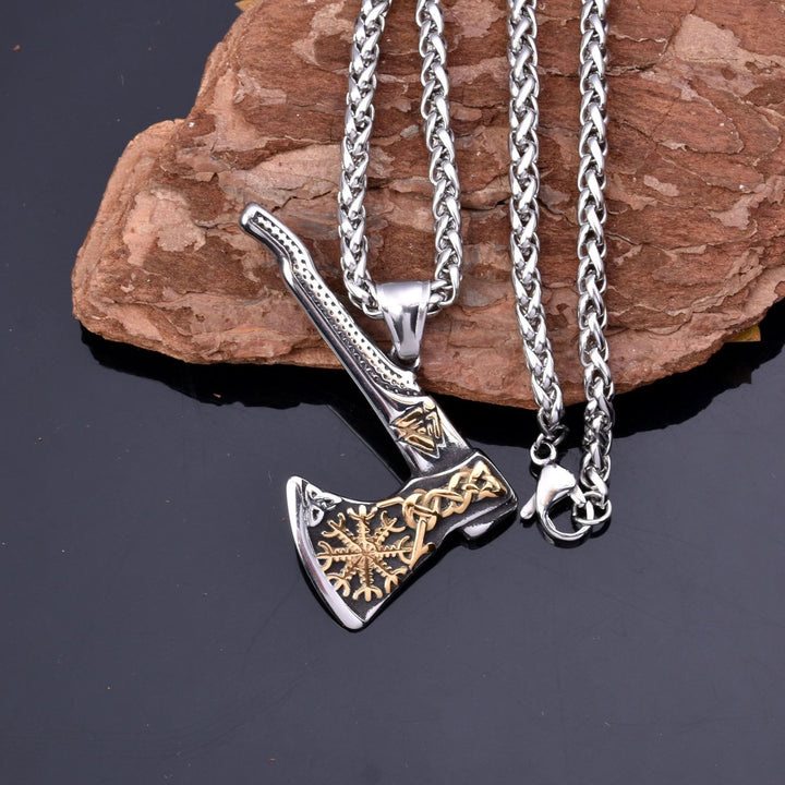 WorldNorse Wikinger Axt Halskette mit nordischen Mythologie-Symbolen
