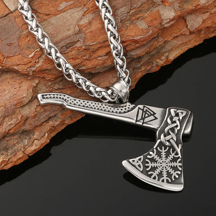 WorldNorse Wikinger Axt Halskette mit nordischen Mythologie-Symbolen