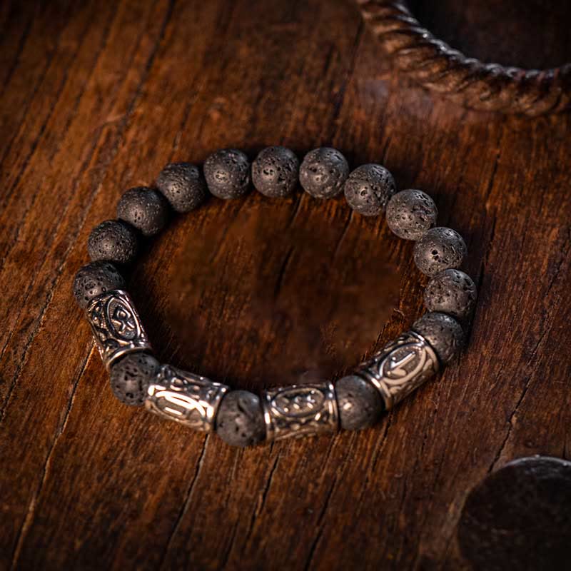 WorldNorse Keltischer Knoten Vulkangestein Runenarmband