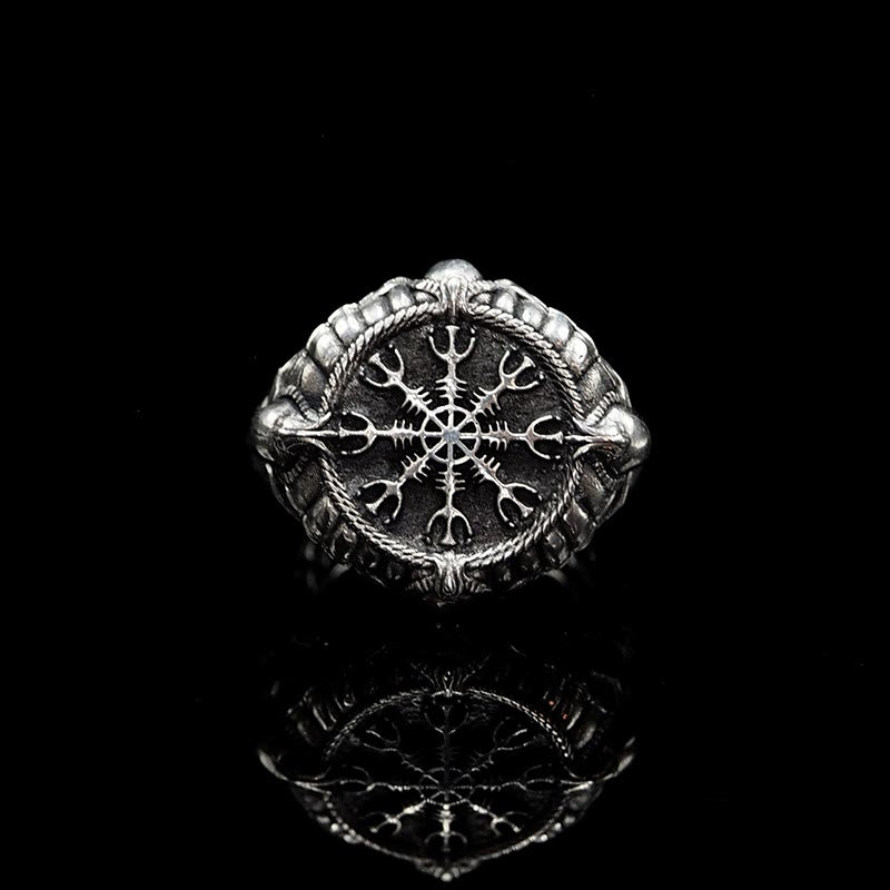 WorldNorse 925 Sterling Silber Totenkopf Helm der Ehrfurcht Ring