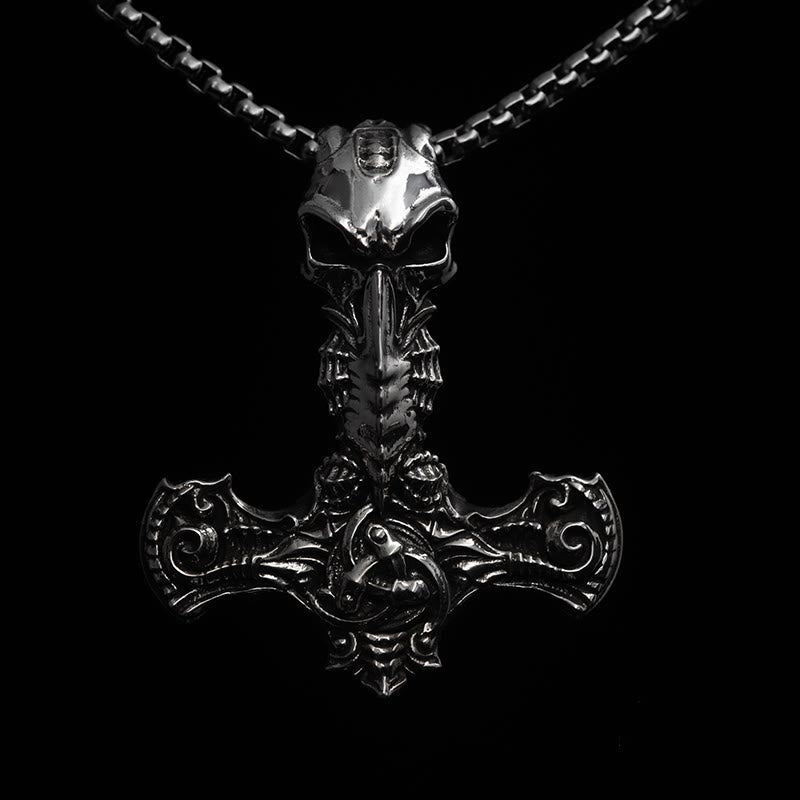 WorldNorse 925 Sterling Silber Skelett Mjölnir Halskette