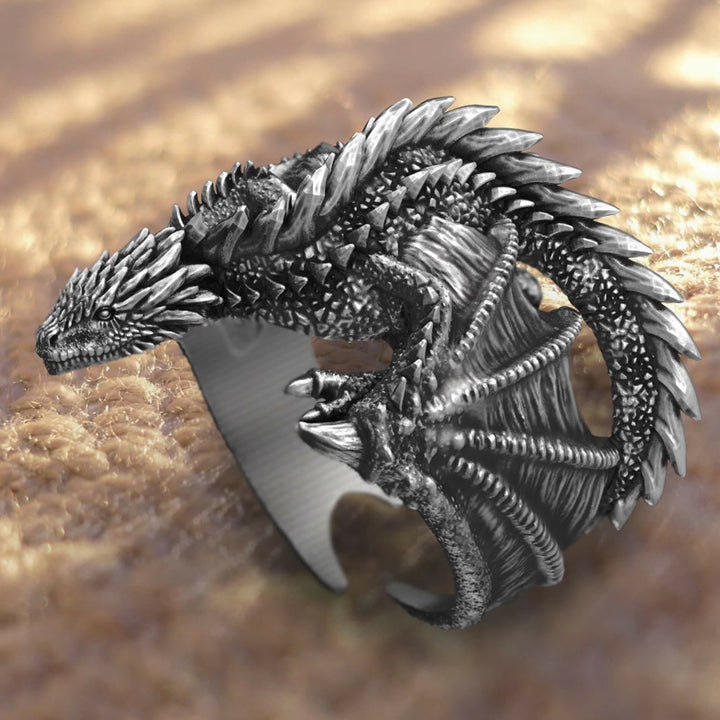 WorldNordischer Drache, offener gotischer Ring - Einstellbar - image 0