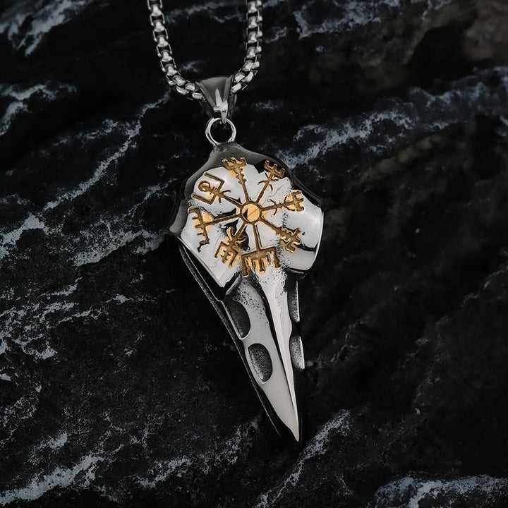 WorldNordische Halskette mit Raven und Krähenkopf von Vegvisir