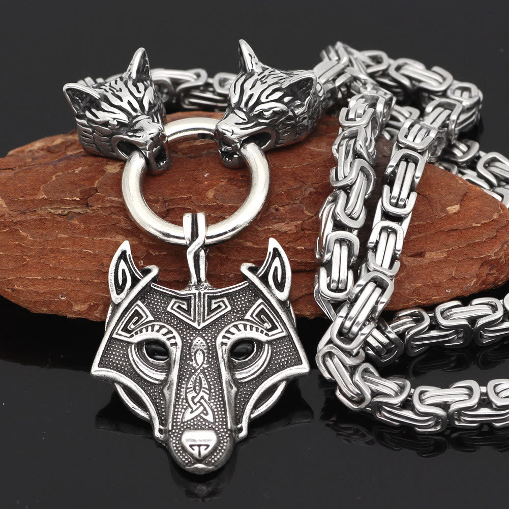 WorldNordische Wikinger-Halskette mit Wolf