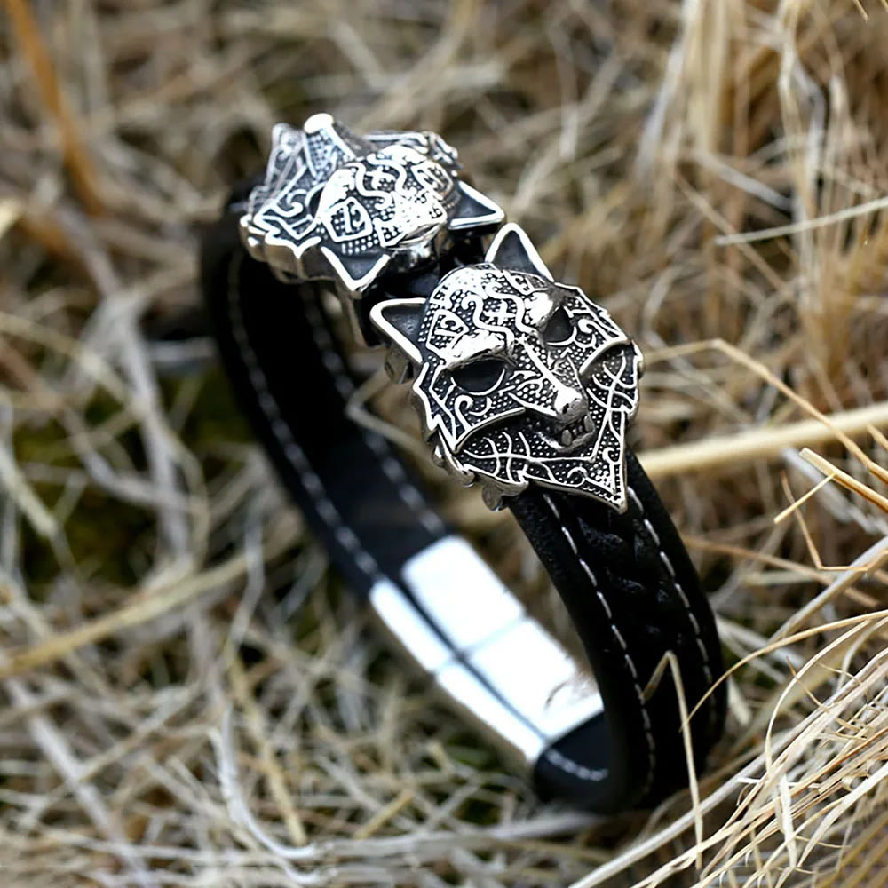 WorldNorse Wolf -Lederarmband