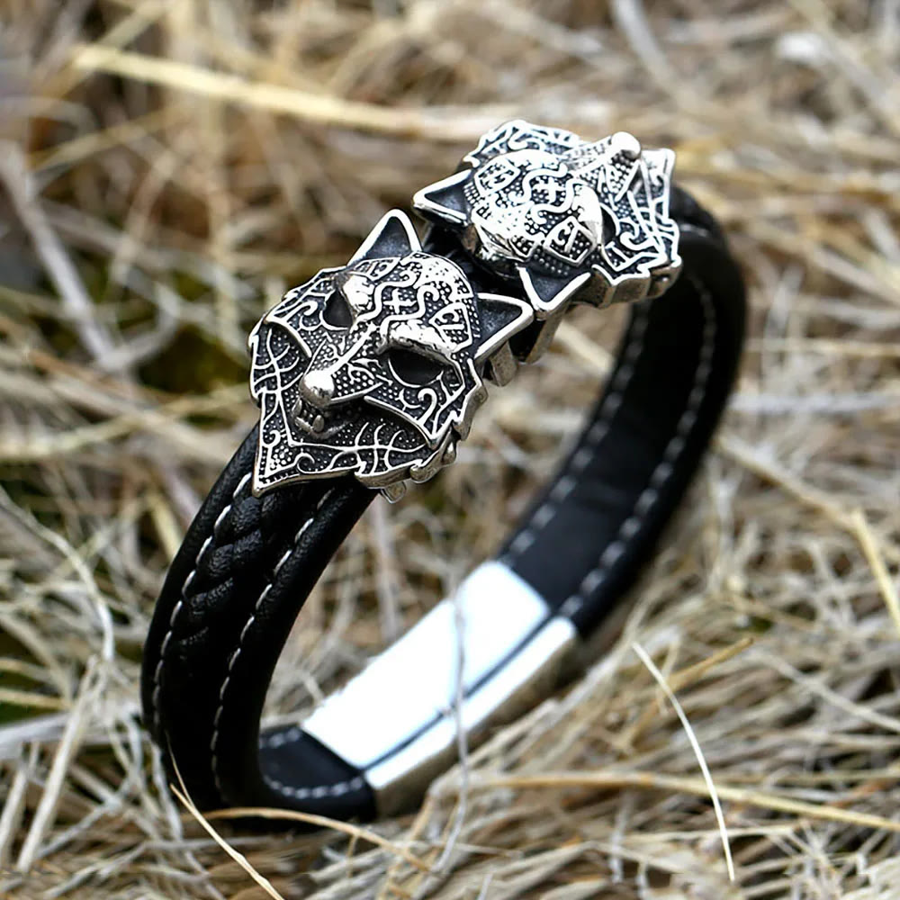 WorldNorse Wolf -Lederarmband