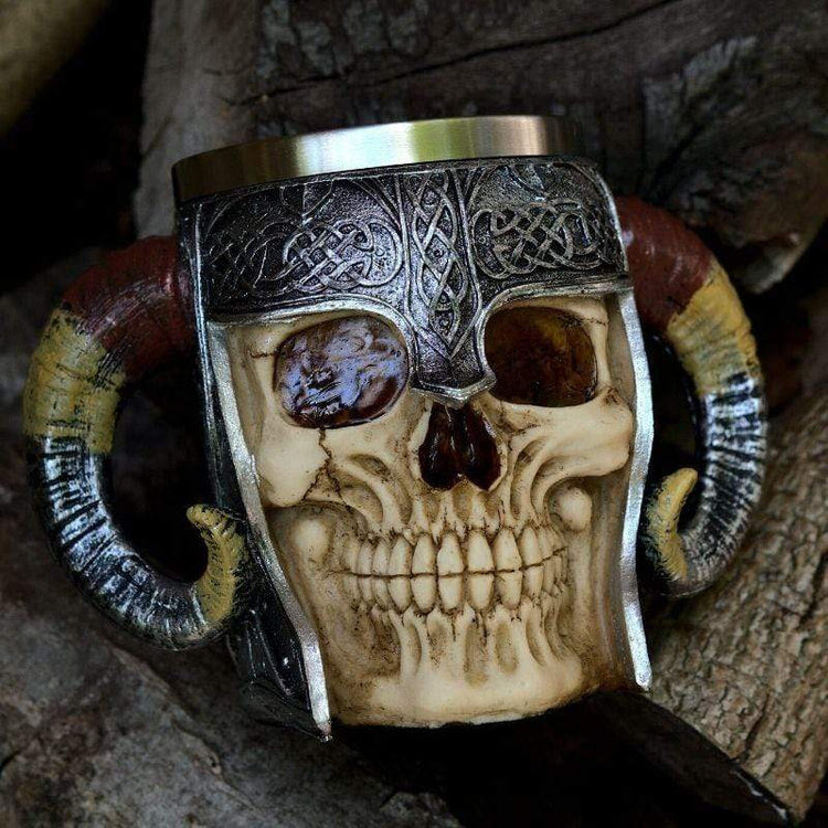 WorldNorse Bierkrug mit Totenkopf und gekreuzten Knochen