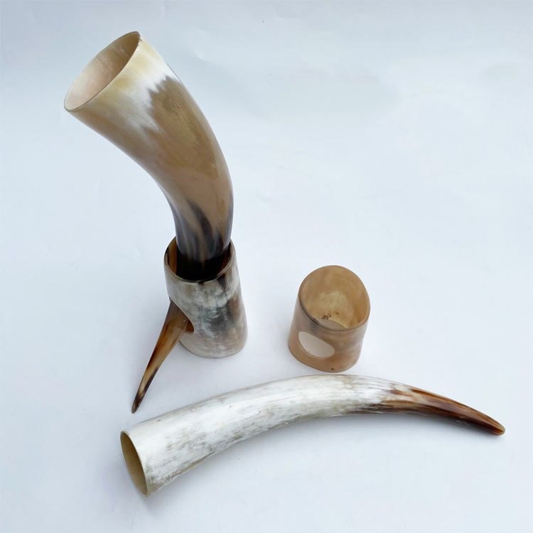 WorldNorse Handgefertigtes Trinkhorn mit Ständer