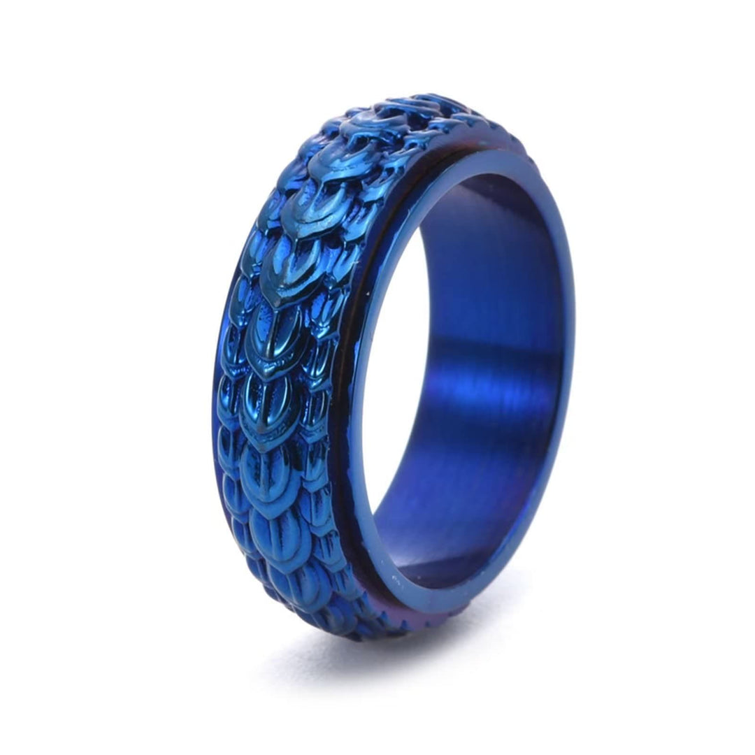 WorldNorse Drachenschuppen-Spinner-Angstring aus Titanstahl
