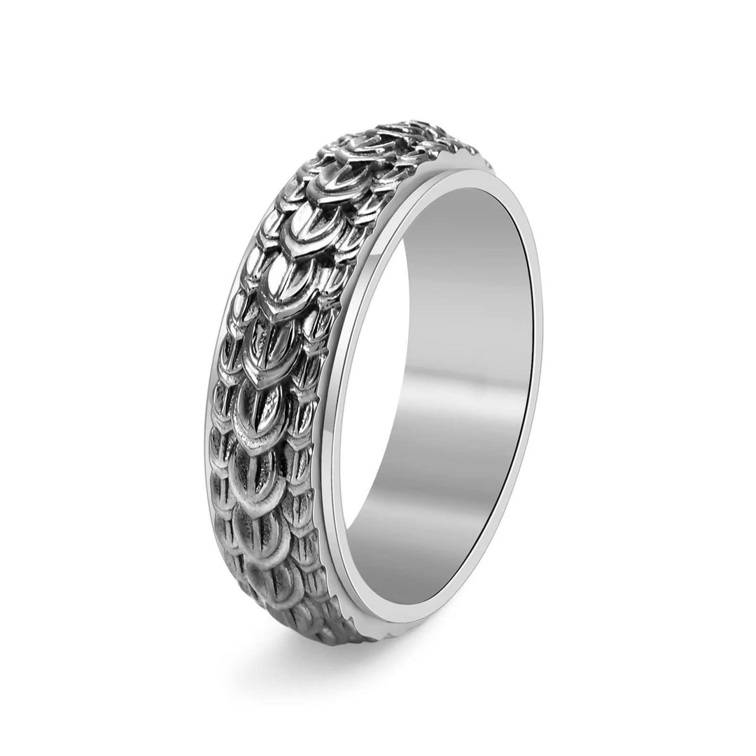 WorldNorse Drachenschuppen-Spinner-Angstring aus Titanstahl