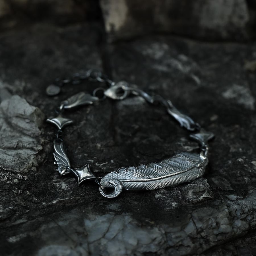 WorldNorse 999 Sterling Silber Feder Armband