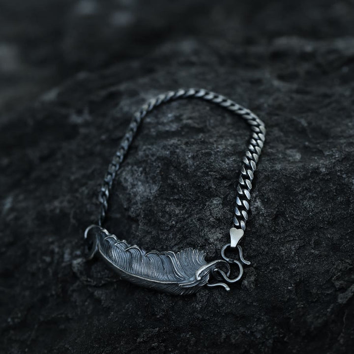 WorldNorse 999 Sterling Silber Feder Armband