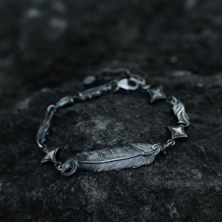 WorldNorse 999 Sterling Silber Feder Armband